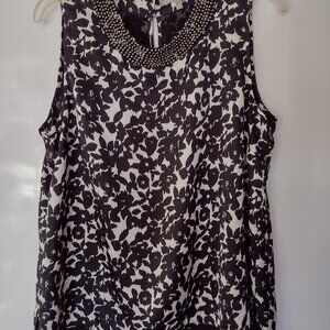 Daniel Rainn Sleeveless Top with Beaded Neckline